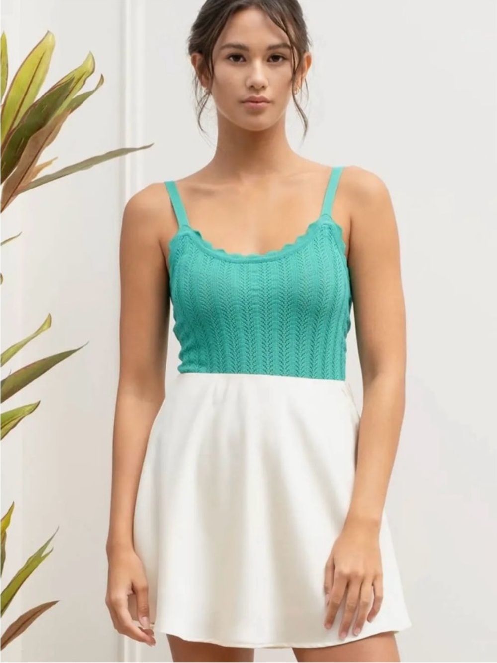 NWT The Workshop Emerald Pointelle Scalloped Cami Tank Top size Medium